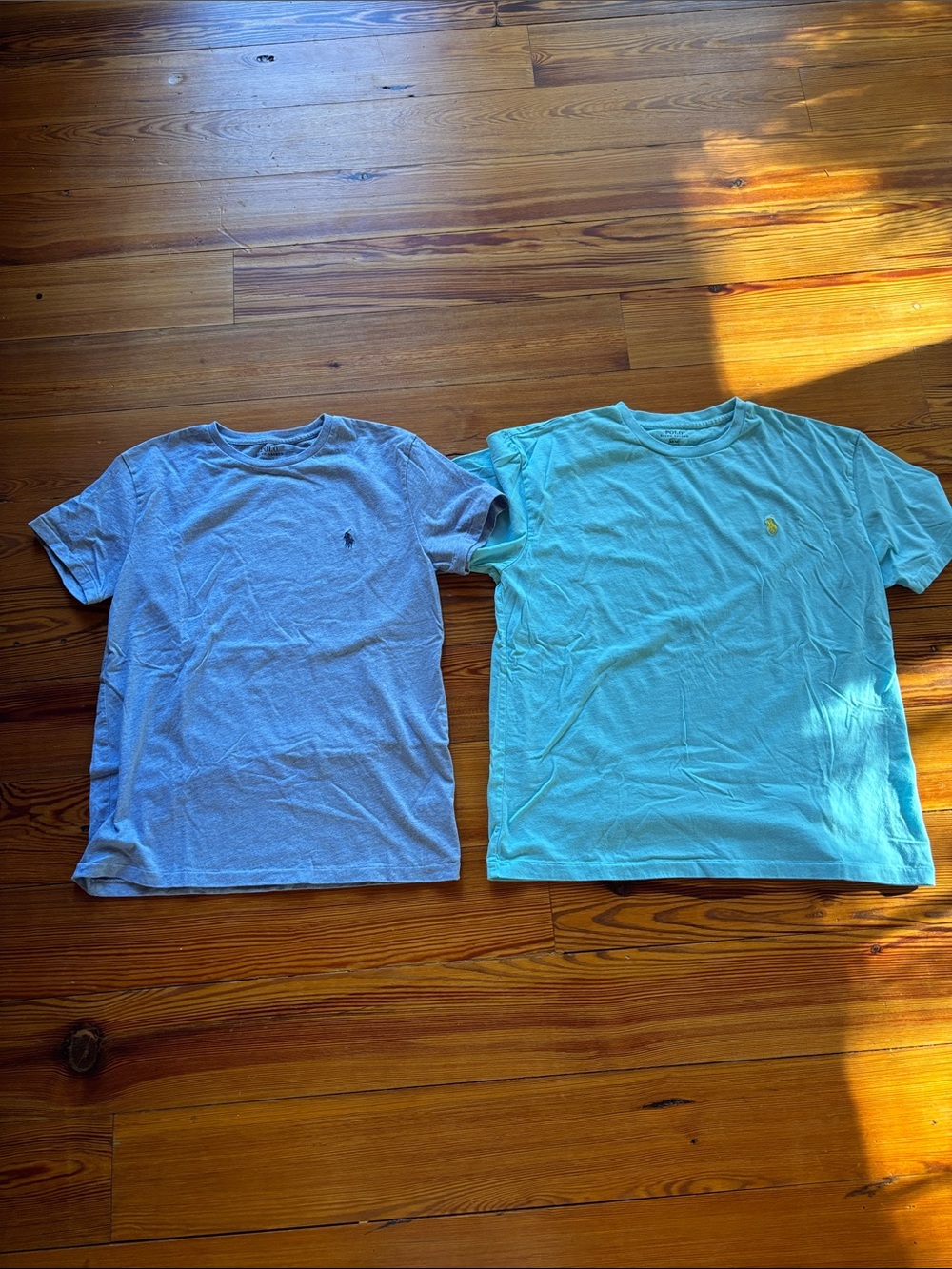 2 Polo Ralph Lauren Youth Short-Sleeve Tees - Light Blue & Aqua (1) S (1) M
